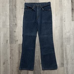 VTG 1980s Levis 20517-0217 Dark Wash Boot Cut Saddleman USA Men's Denim Jeans 33